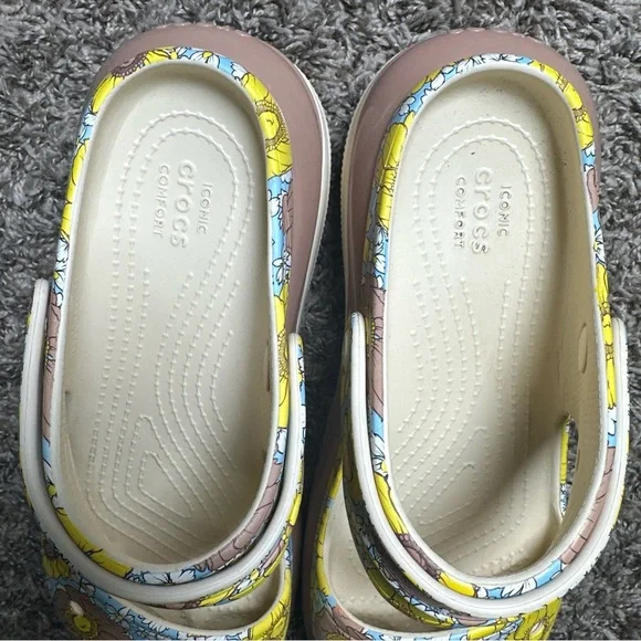 CROCS Mega Crush Retro Floral Sandals Vanilla Cork Size Men’s 8 Women’s 10 - Picture 7 of 12